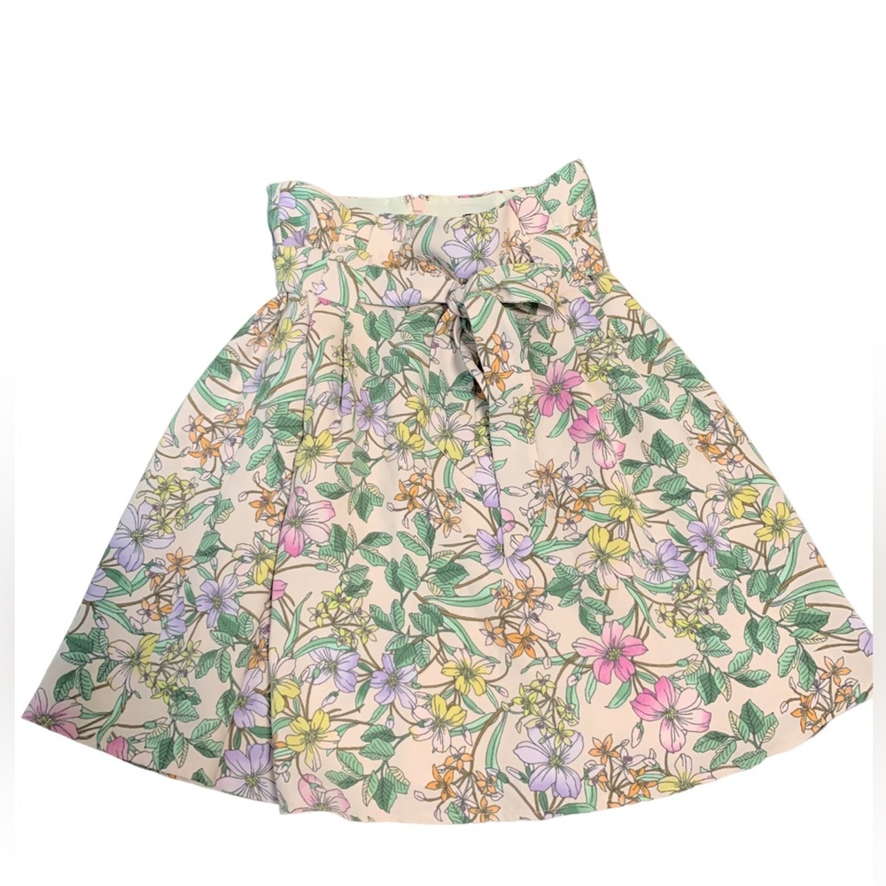 NWT Express floral A line mini skirt size 0 multicolored lined‎ summer pink